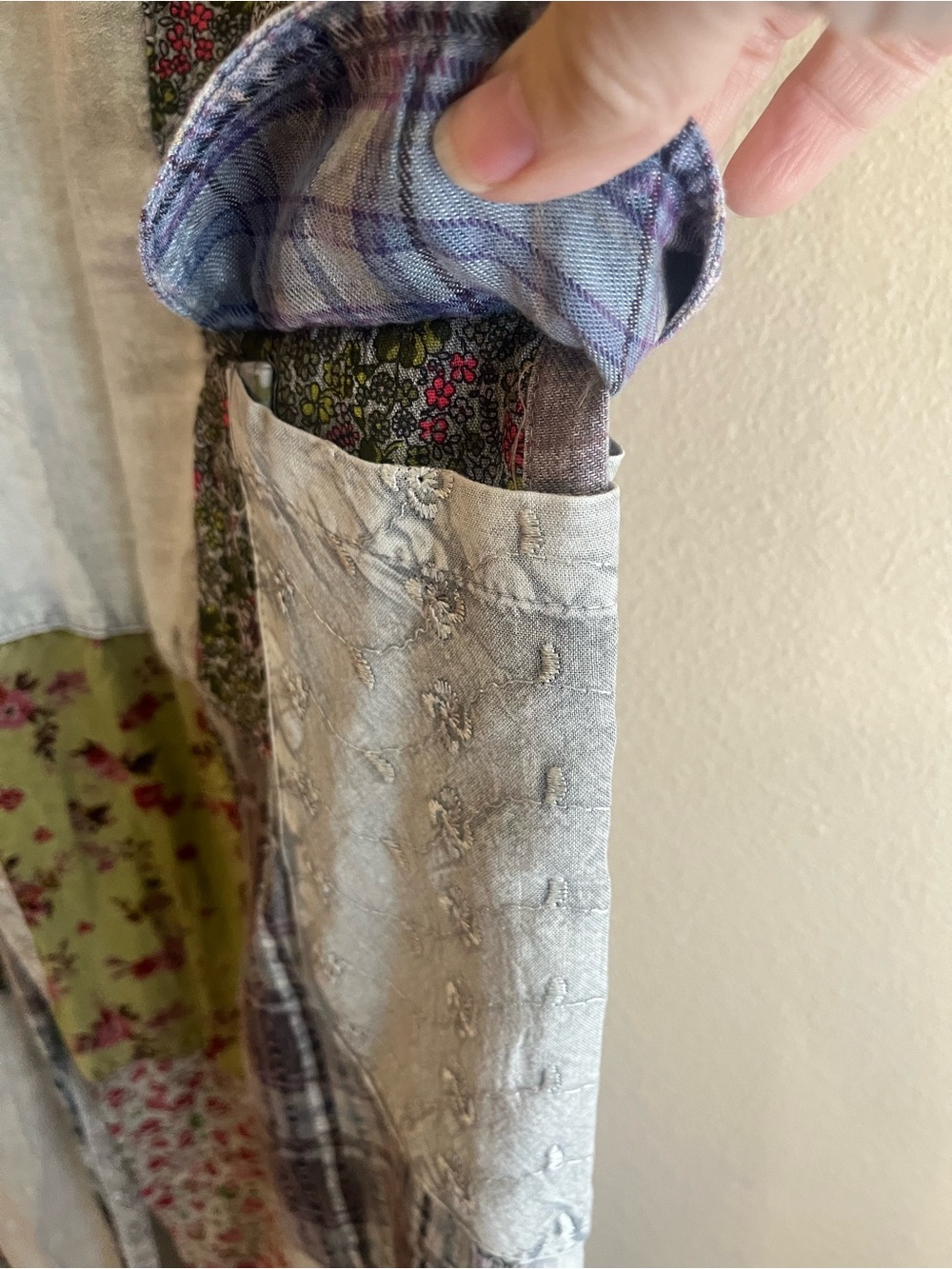 Patchwork Cargo Pants - Light Blue Multi Pattern - Picture 3 of 5